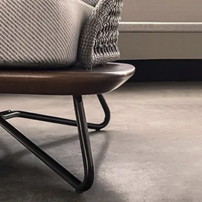 Modern Grey Rope Woven Patio Sofa with Wood Frame Image - 6