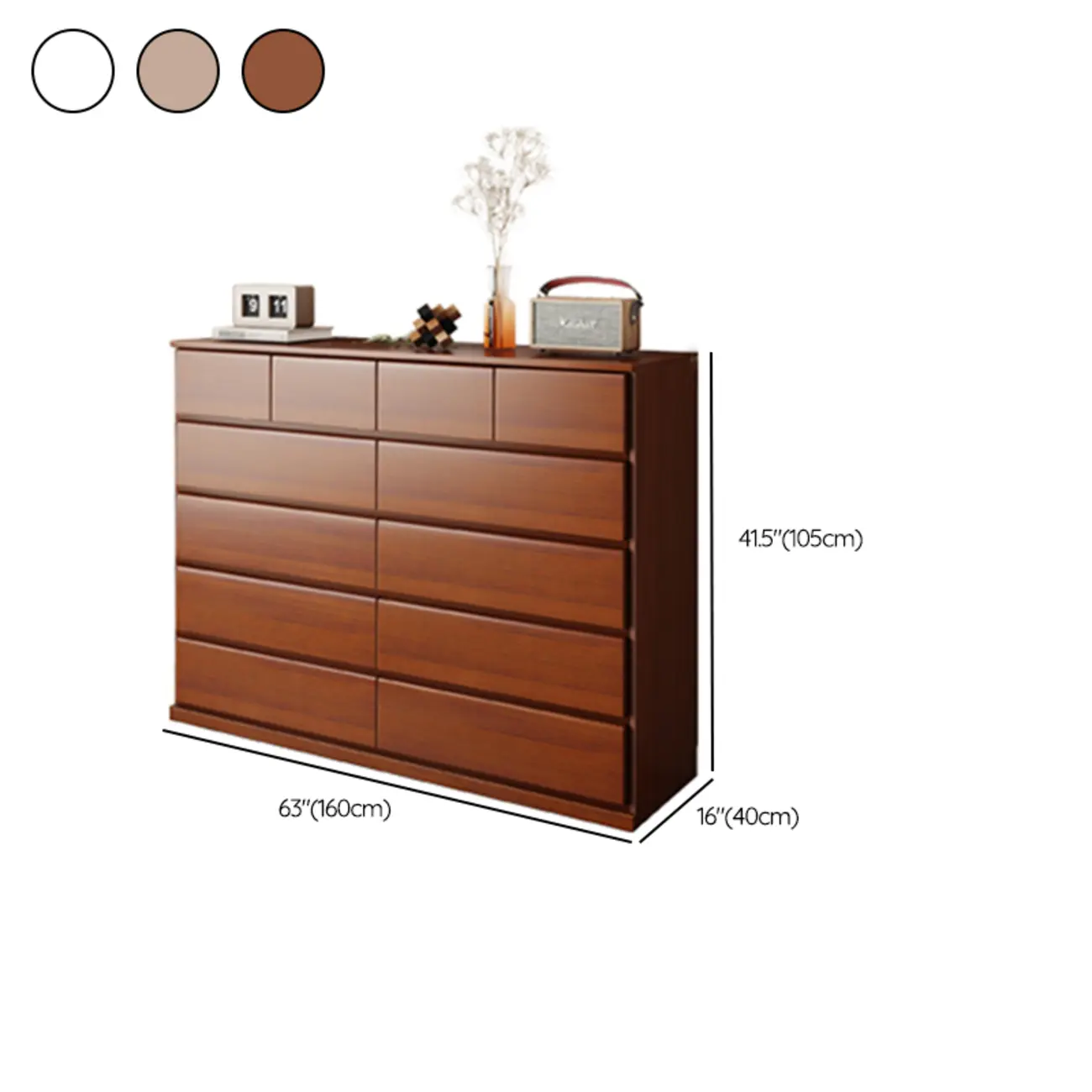 Modern Wood Dresser Light Walnut with 6-Drawers Storage Image - 37 | homeyfad