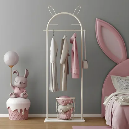 Modern Metal Coat Rack with Hooks & Shelf Image - 28