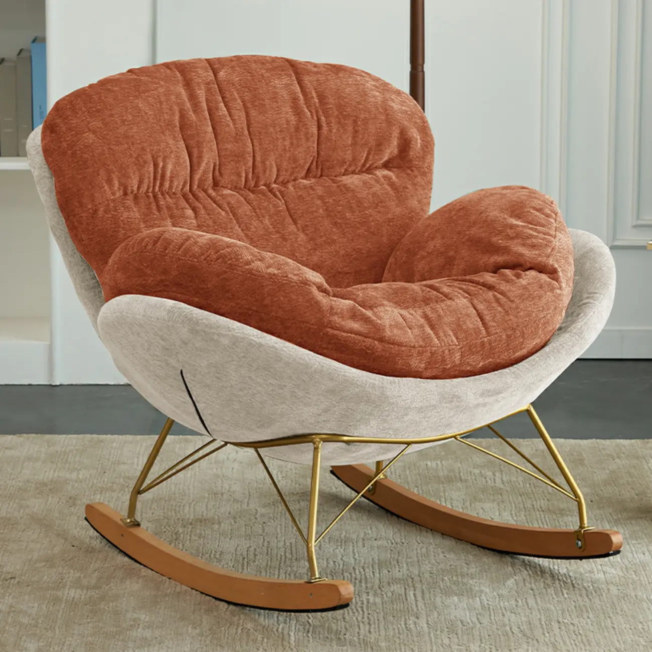 Modern Velvet Ergonomic Upholstered Rocking Chair for Nursery Image - 14 | homeyfad