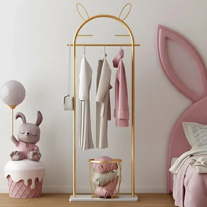 Modern Metal Coat Rack with Hooks & Shelf Image - 29