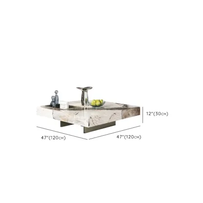 Modern Elegant White Square Coffee Table with Silver Base Image - 10