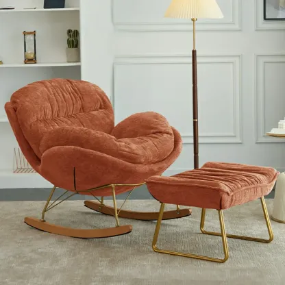 Modern Velvet Ergonomic Upholstered Rocking Chair for Nursery Image - 15