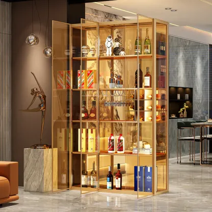 Metal Freestanding Display Cabinet with Glass Doors Image - 1