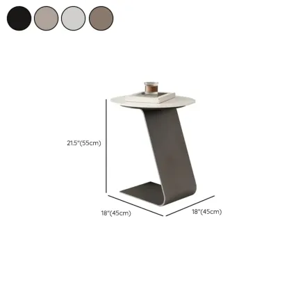 Black Metal Base Round C-Shaped Marble Side Table for Couch Image - 15