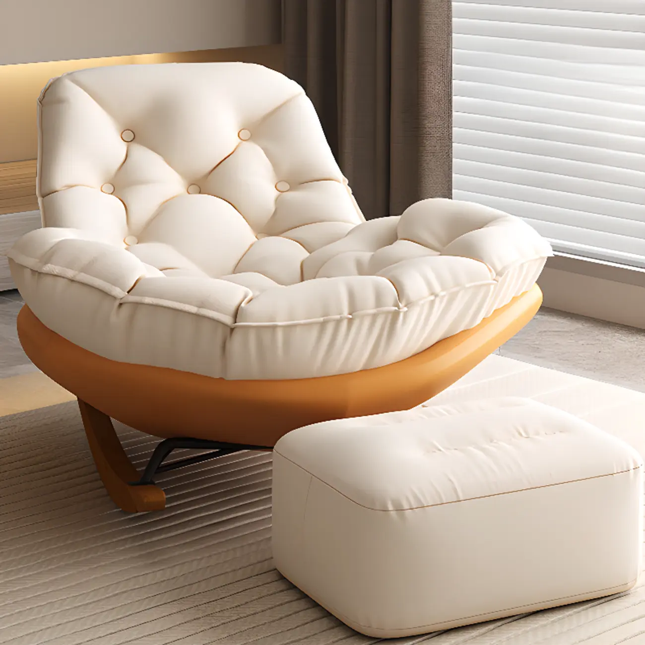 Scandinavian Upholstered Rocking Chair with Optional Ottoman Image - 13 | homeyfad