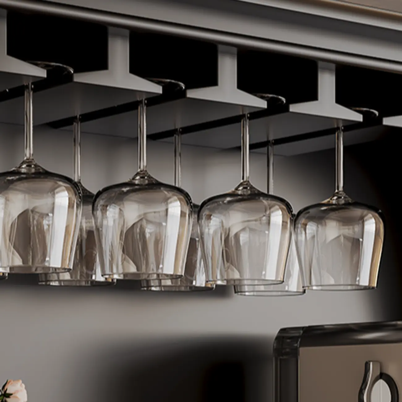 Wooden Display Cabinet with Stemware Shelf for Kitchen Image - 11 | homeyfad