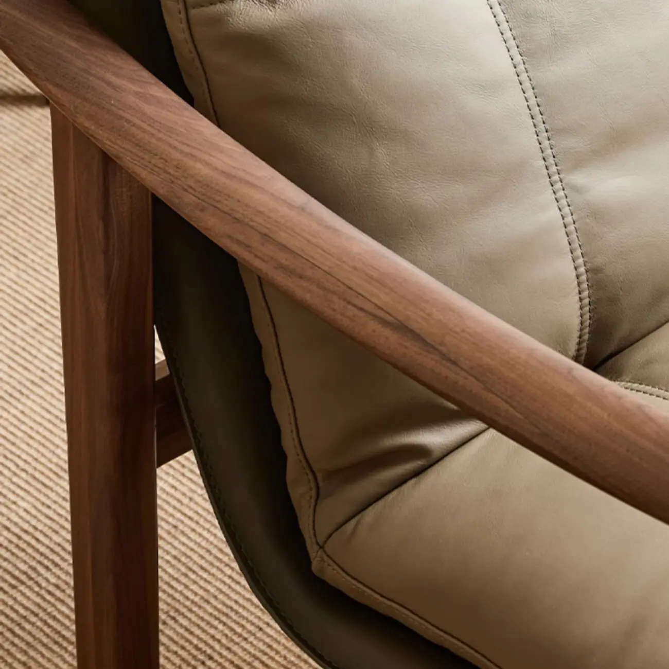 Scandinavian Green Genuine Leather Armchair  Image - 8 | homeyfad