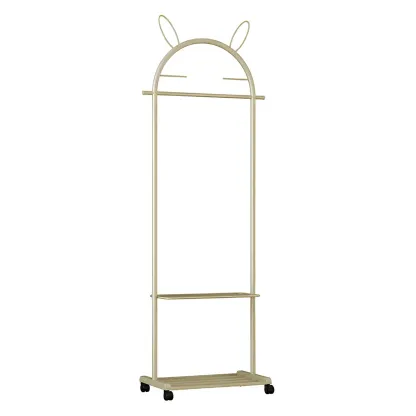 Modern Metal Coat Rack with Hooks & Shelf Image - 32