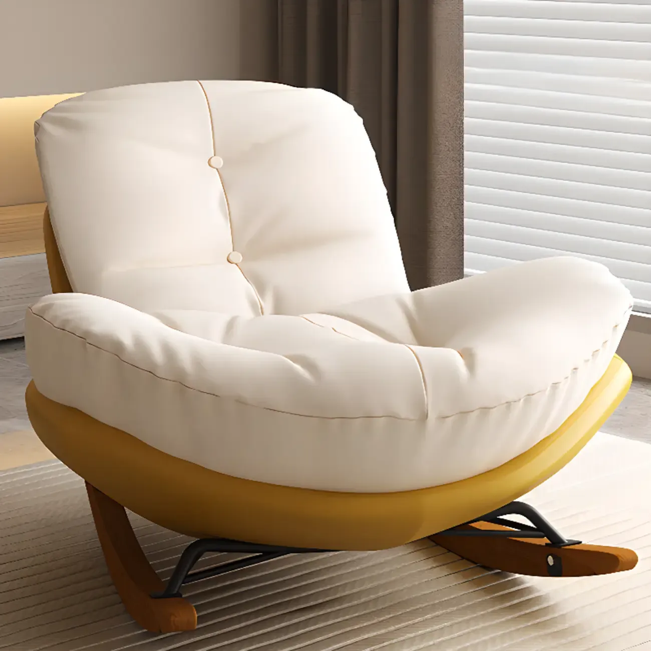 Scandinavian Upholstered Rocking Chair with Optional Ottoman Image - 14