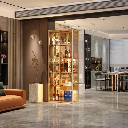 Metal Freestanding Display Cabinet with Glass Doors Image - 3