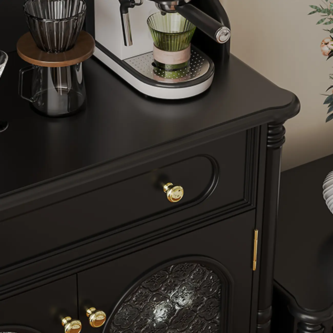 Wooden Display Cabinet with Stemware Shelf for Kitchen Image - 12 | homeyfad