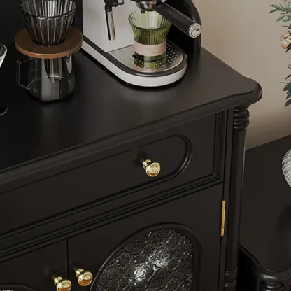 Wooden Display Cabinet with Stemware Shelf for Kitchen Image - 12