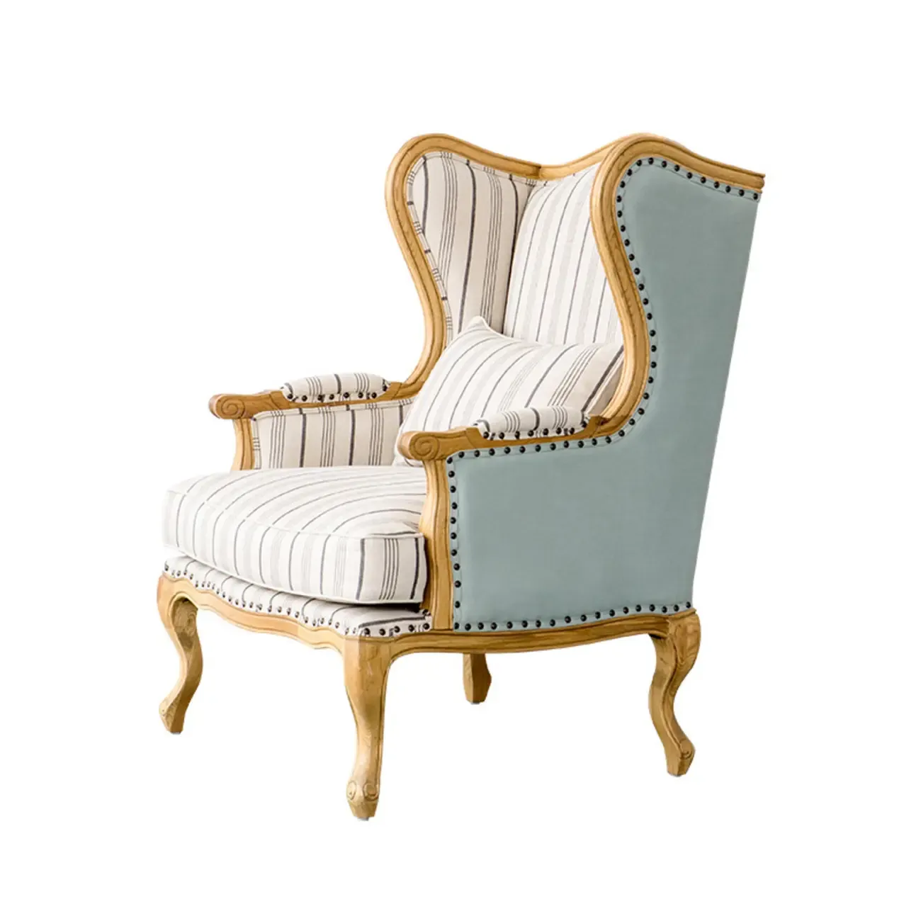 Elegant Cotton & Linen Wingback Chair for Living Room Image - 5