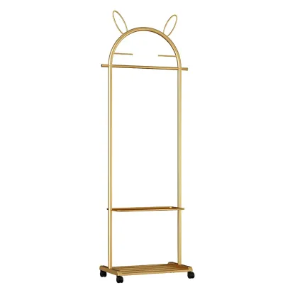Modern Metal Coat Rack with Hooks & Shelf Image - 33