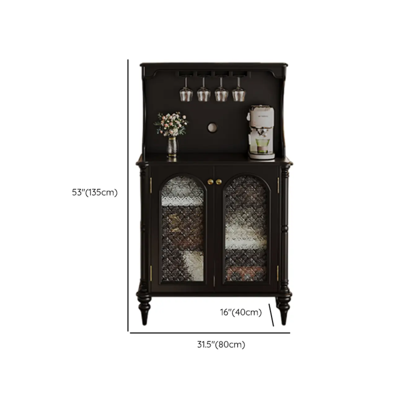 Wooden Display Cabinet with Stemware Shelf for Kitchen #size | homeyfad