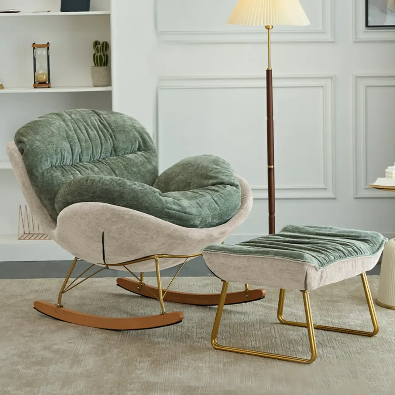 Modern Velvet Ergonomic Upholstered Rocking Chair for Nursery Image - 18