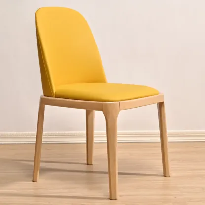 Wooden Modern Dining Chair Solid Back Armless with Upholstered Image - 21
