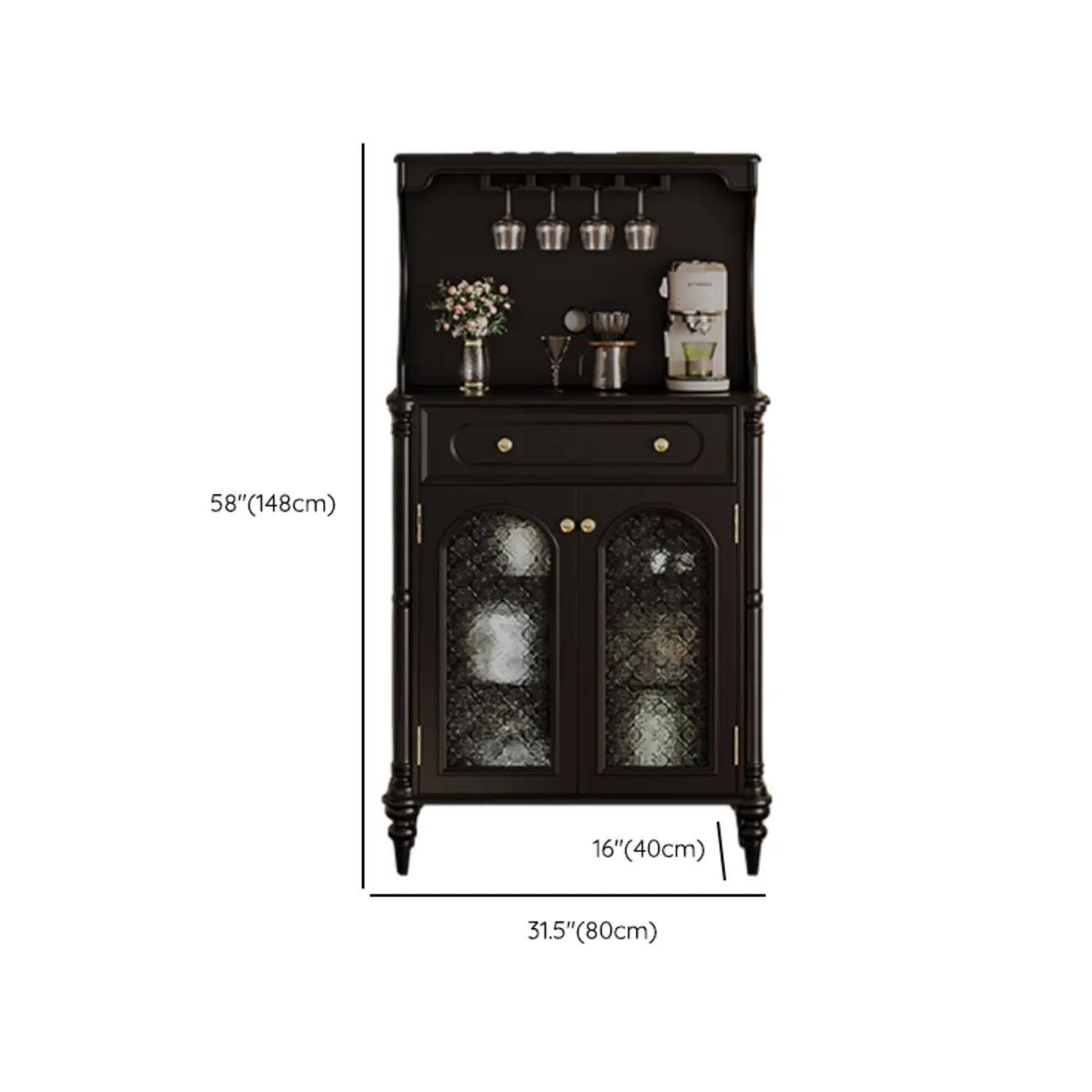 Wooden Display Cabinet with Stemware Shelf for Kitchen Image - 14 | homeyfad