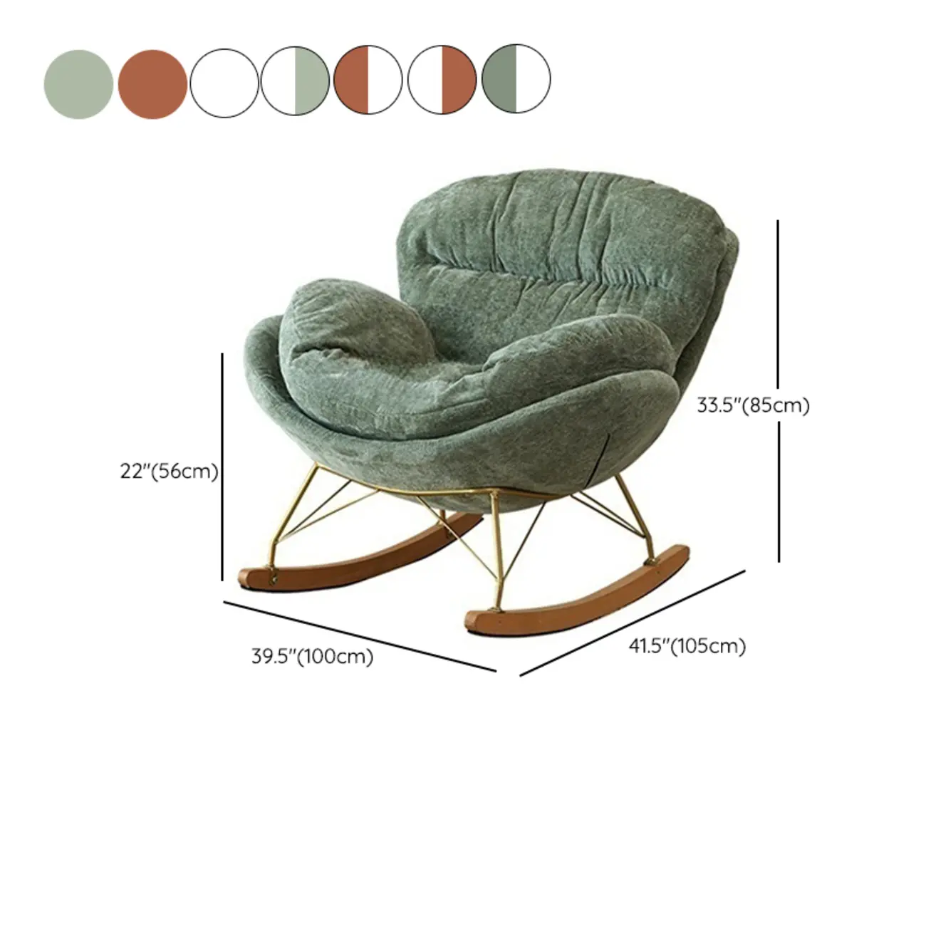 Modern Velvet Ergonomic Upholstered Rocking Chair for Nursery #size | homeyfad