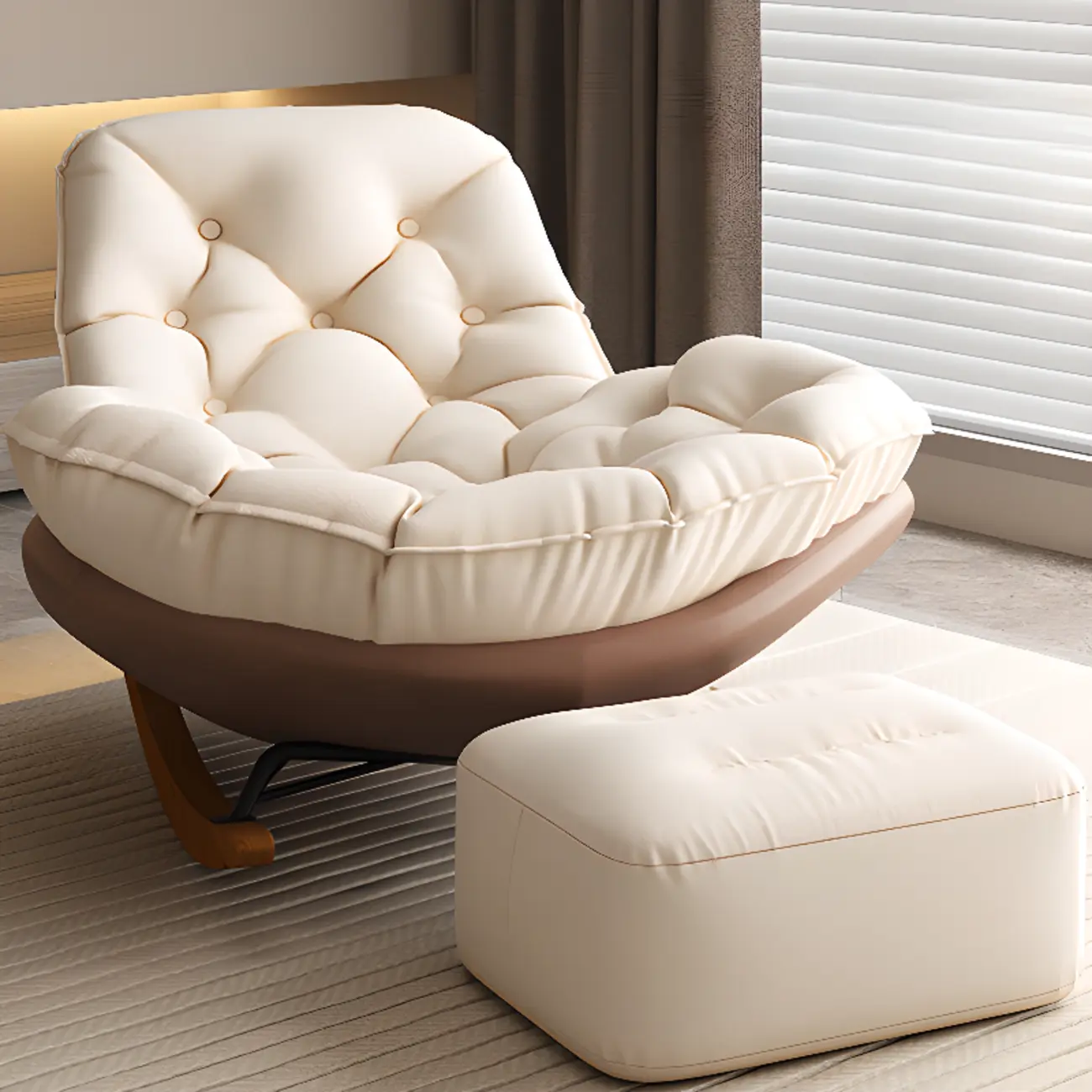 Scandinavian Upholstered Rocking Chair with Optional Ottoman Image - 16 | homeyfad