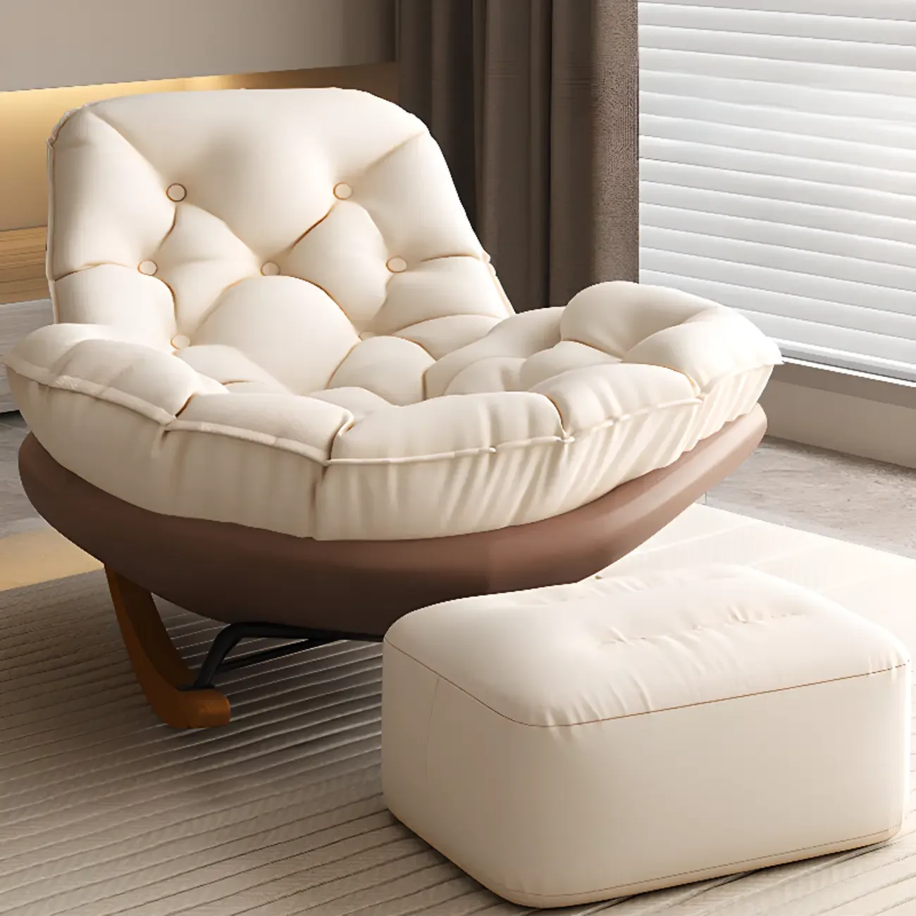 Scandinavian Upholstered Rocking Chair with Optional Ottoman Image - 16