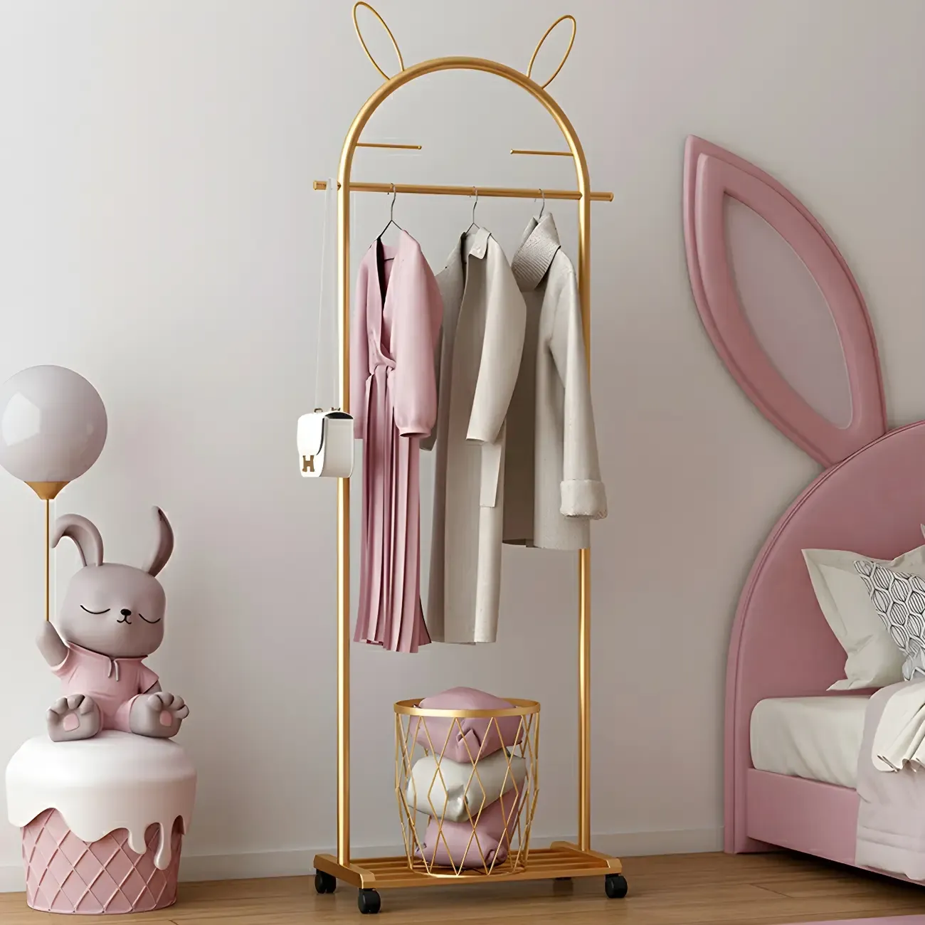 Modern Metal Coat Rack with Hooks & Shelf Image - 36