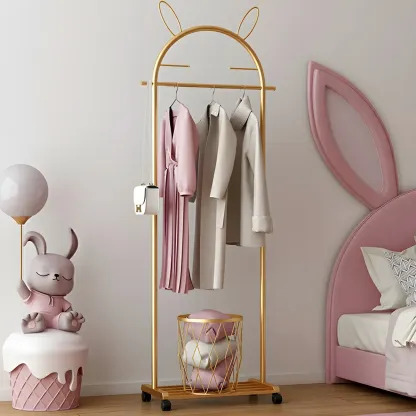 Modern Metal Coat Rack with Hooks & Shelf Image - 36