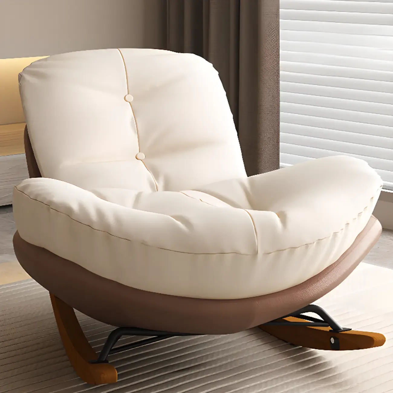 Scandinavian Upholstered Rocking Chair with Optional Ottoman Image - 17
