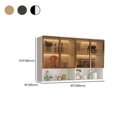 Modern Wood Wall-Mounted Display Cabinet with Glass Image - 53