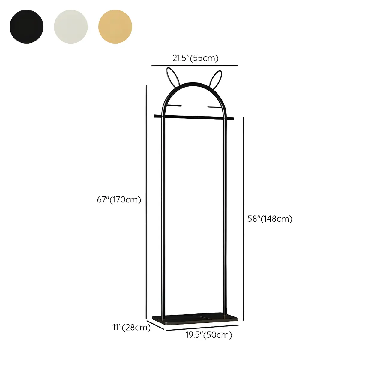 Modern Metal Coat Rack with Hooks & Shelf #size