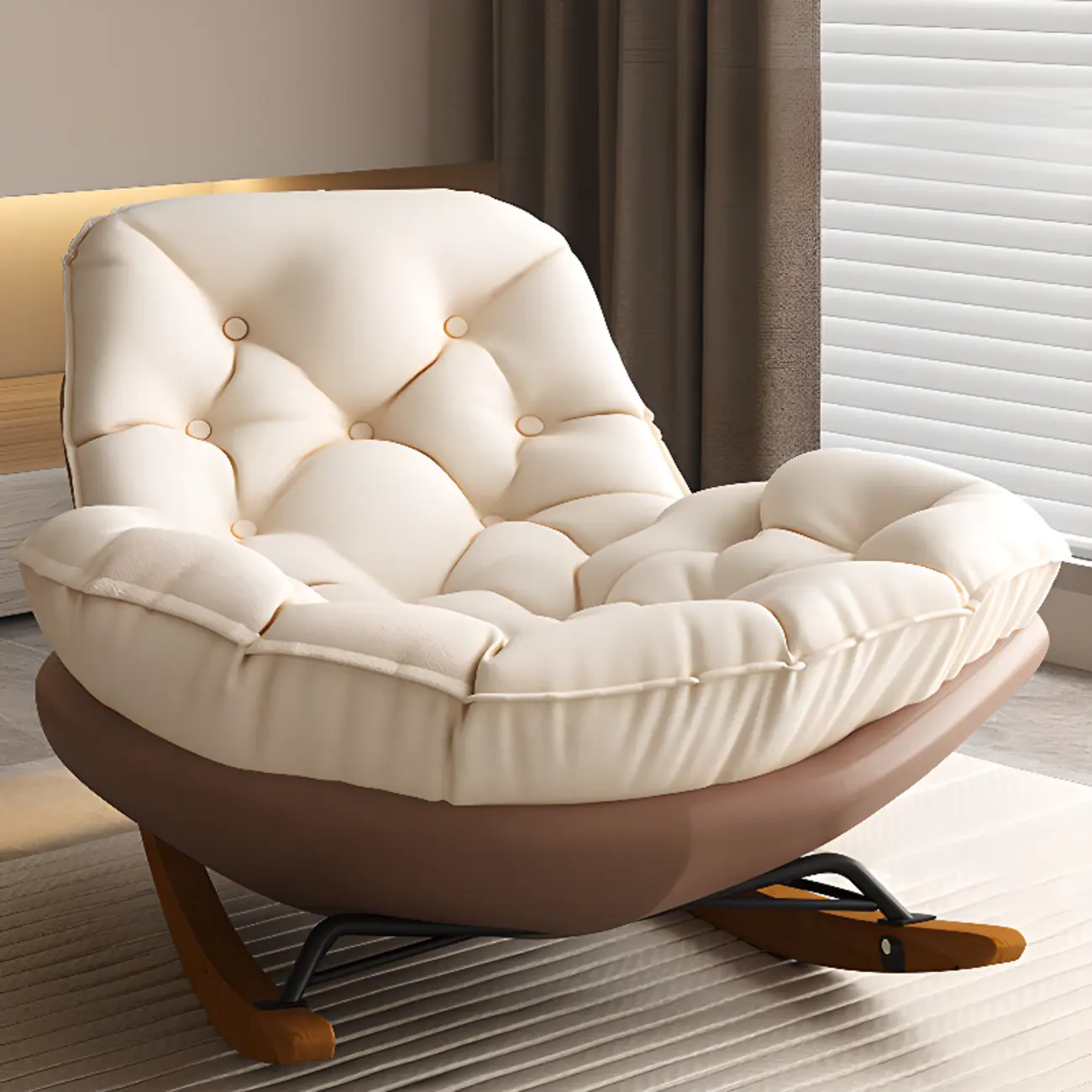 Scandinavian Upholstered Rocking Chair with Optional Ottoman Image - 18 | homeyfad