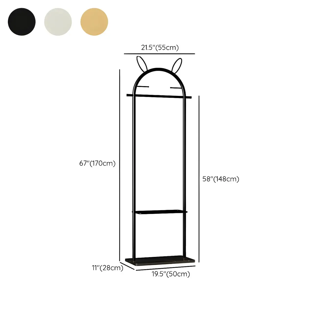 Modern Metal Coat Rack with Hooks & Shelf Image - 38