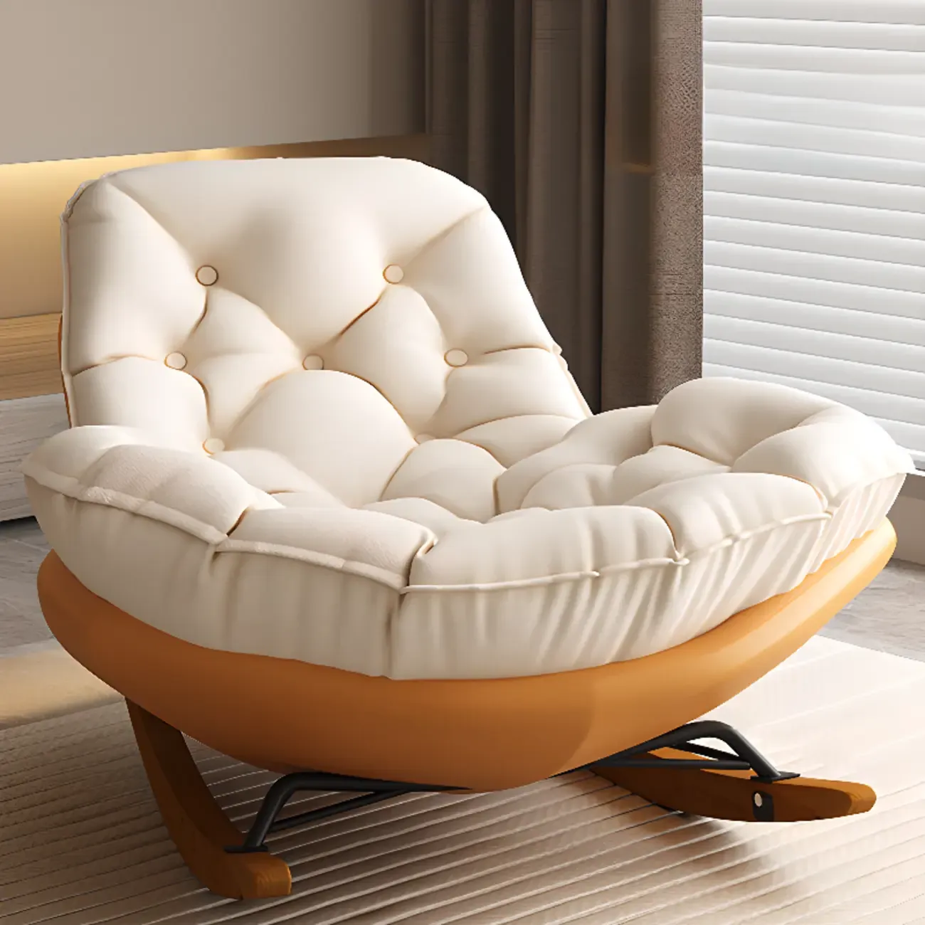 Scandinavian Upholstered Rocking Chair with Optional Ottoman Image - 19