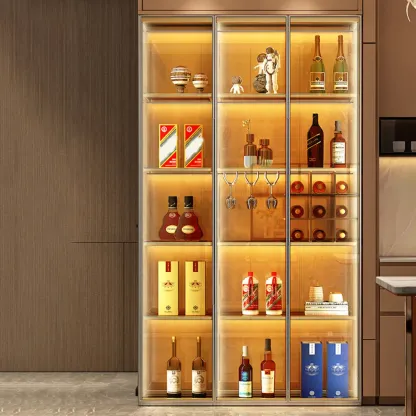 Metal Freestanding Display Cabinet with Glass Doors Image - 8