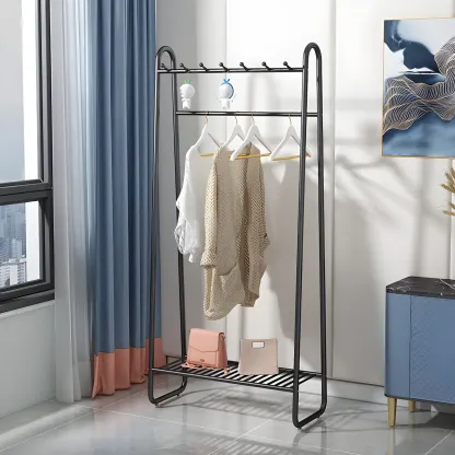 Industrial Metal Hall Tree with Shelf and Hooks Image - 1