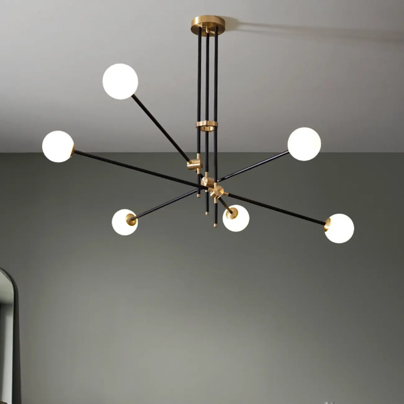 6-Light Modern Industrial Globe Chandelier with Sputnik Design Image - 5 | homeyfad
