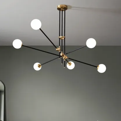 6-Light Modern Industrial Globe Chandelier with Sputnik Design Image - 5