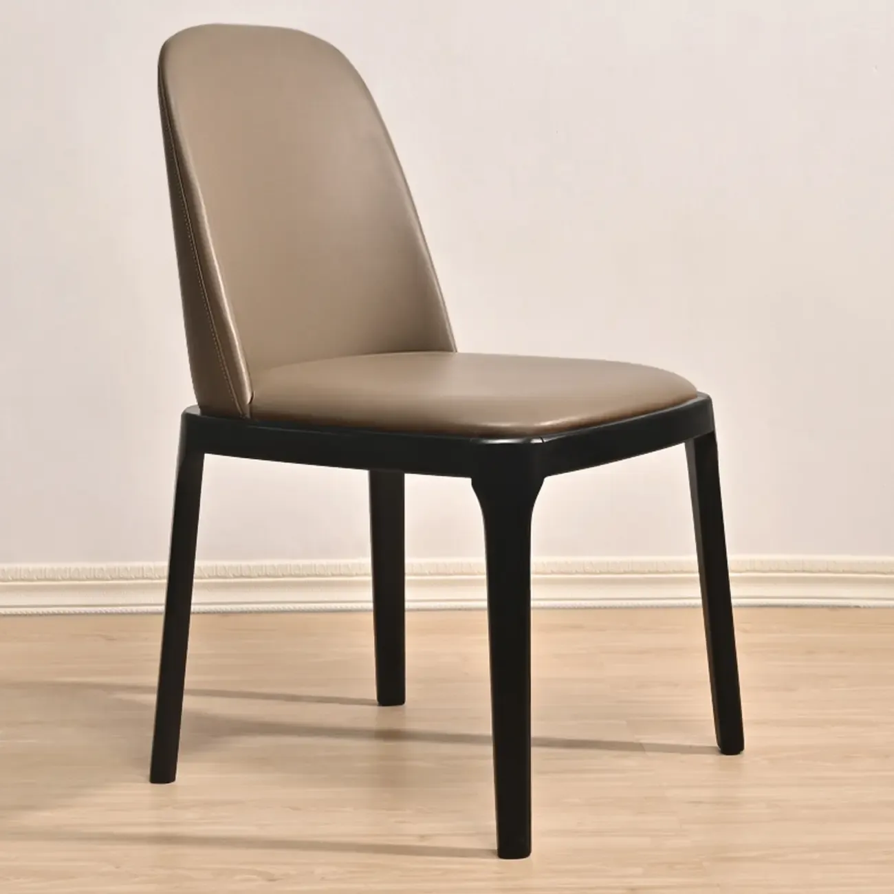 Wooden Modern Dining Chair Solid Back Armless with Upholstered Image - 26