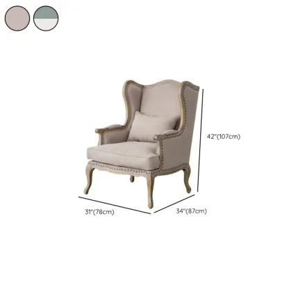 Elegant Cotton & Linen Wingback Chair for Living Room #size