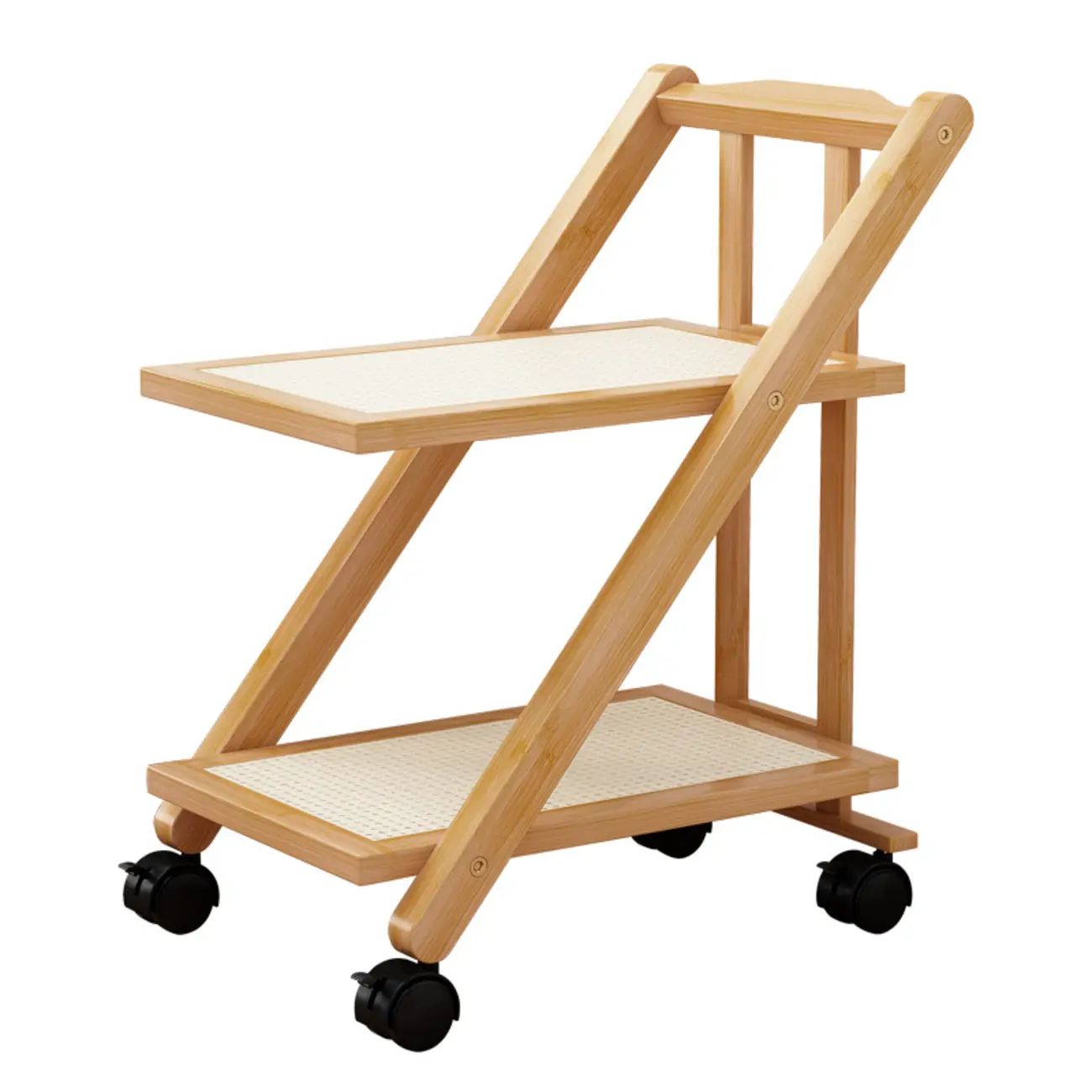 2-Tier Rectangle Plastic Folding Side Table with Wheels Image - 5 | homeyfad