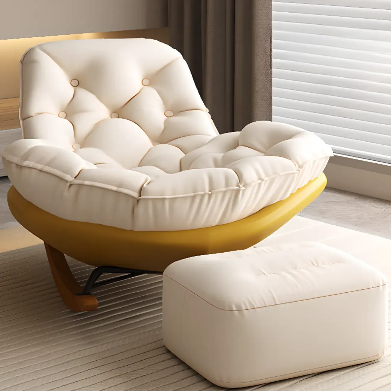 Scandinavian Upholstered Rocking Chair with Optional Ottoman Image - 20