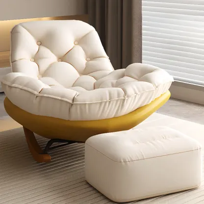 Scandinavian Upholstered Rocking Chair with Optional Ottoman Image - 20