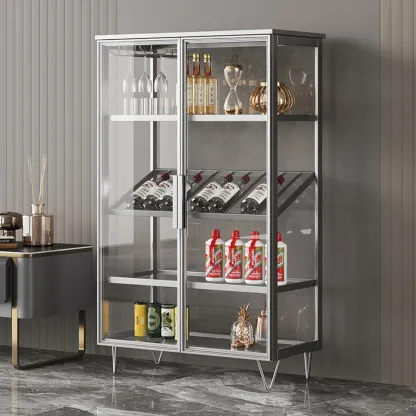 Metal Freestanding Display Cabinet with Glass Doors Image - 9