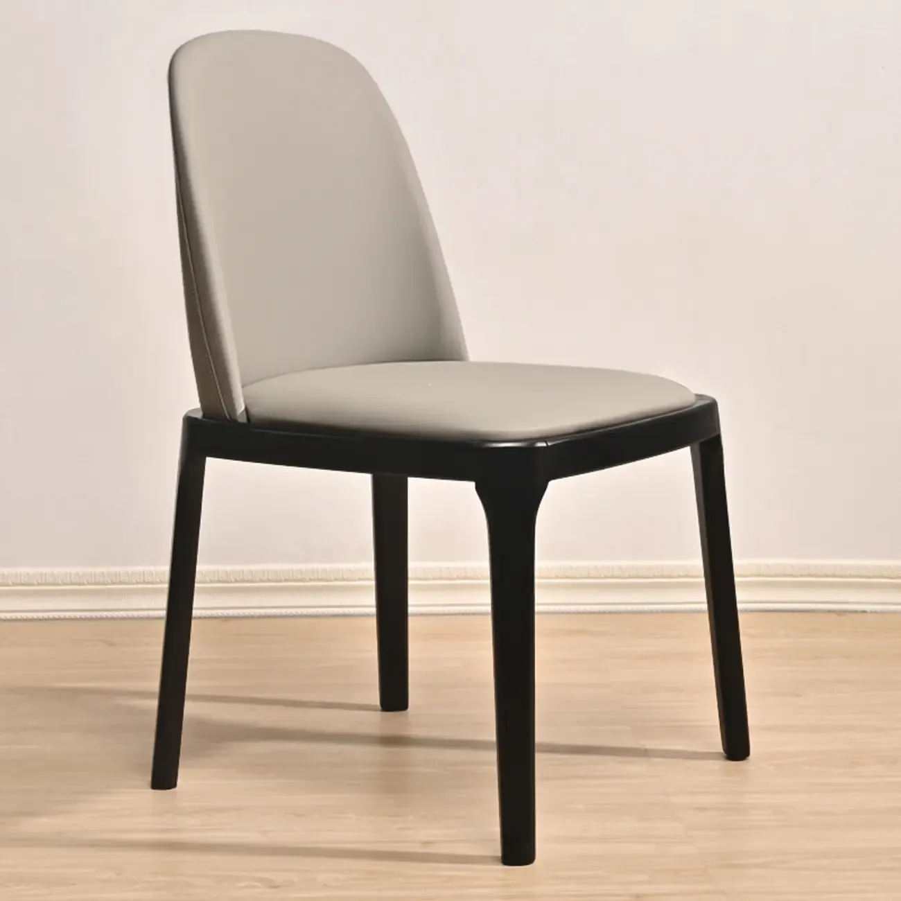 Wooden Modern Dining Chair Solid Back Armless with Upholstered Image - 27