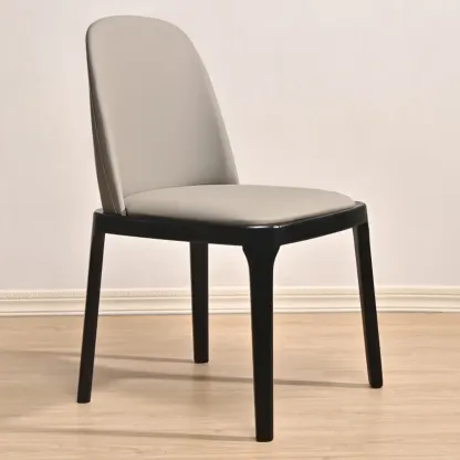 Wooden Modern Dining Chair Solid Back Armless with Upholstered Image - 27
