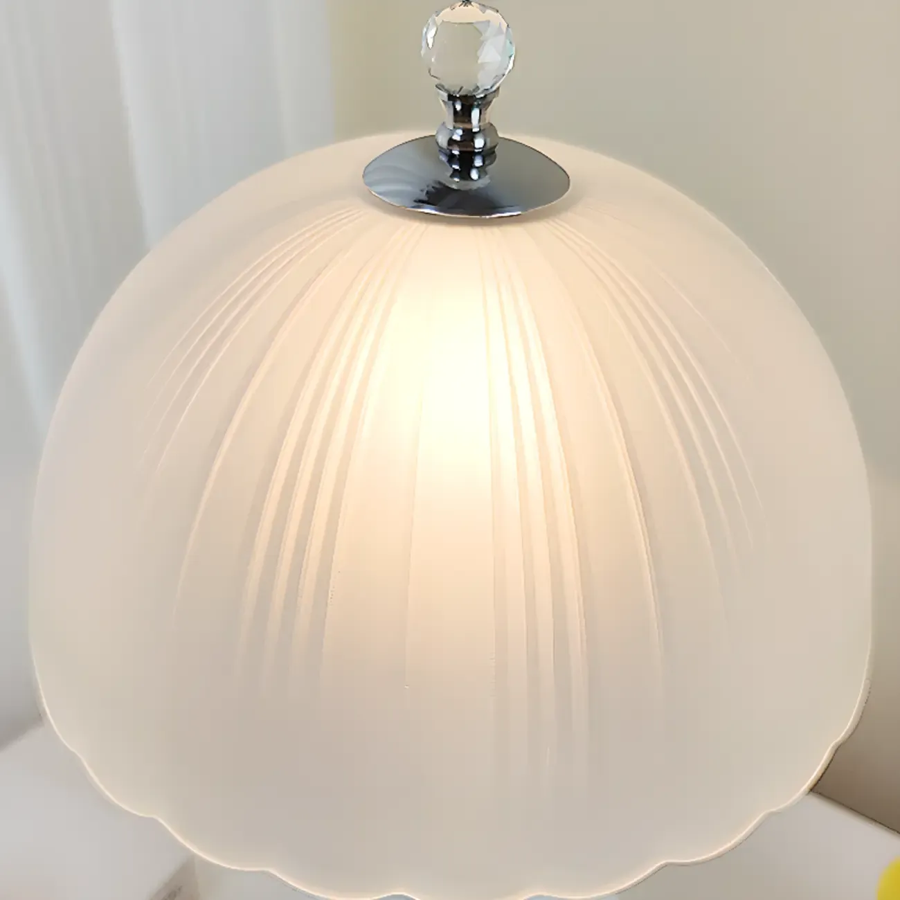 Hollow Floral Ceramic Desk Lamp with Glass Shade for Bedroom Image - 11