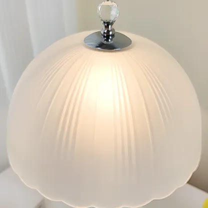 Hollow Floral Ceramic Desk Lamp with Glass Shade for Bedroom Image - 11