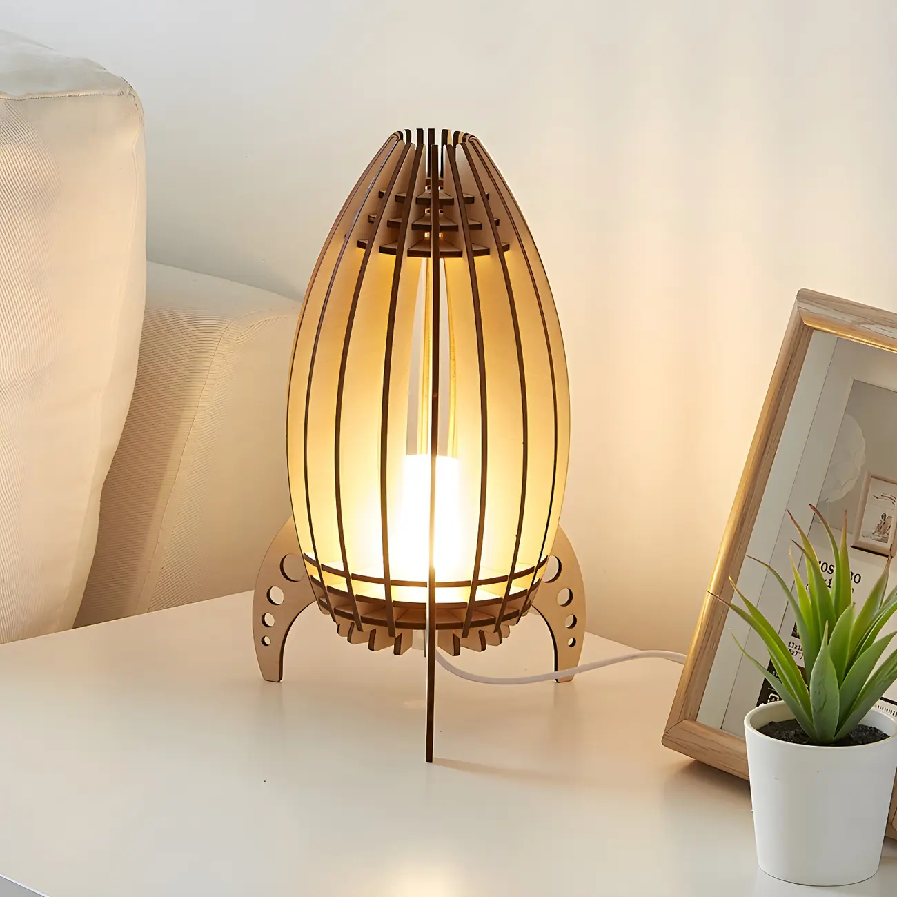 Wooden Rocket LED Night Light for Kids Bedroom Decor Image - 1 | homeyfad