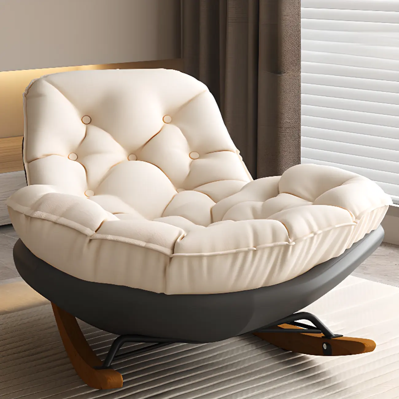 Scandinavian Upholstered Rocking Chair with Optional Ottoman Image - 21 | homeyfad